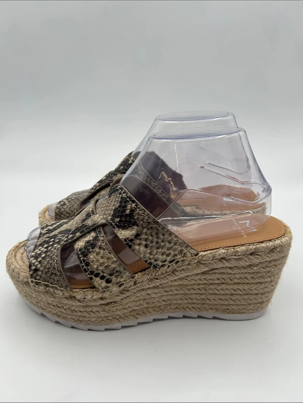 Marc Fisher Snake-Print Espadrille Wedge Sandals - Beige/Black